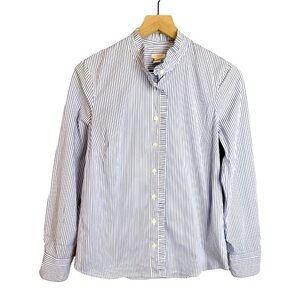 J. Crew Ruffle Mock Neck Striped Button Down Blouse